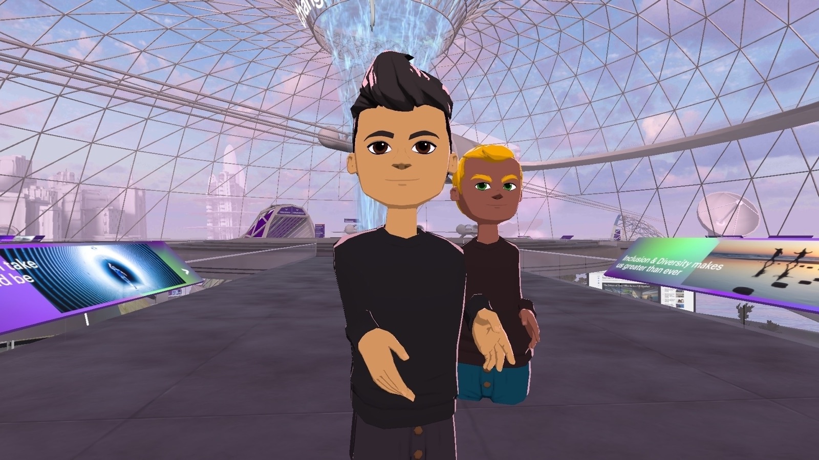 Chad’s avatar exploring a virtual experience with a colleague