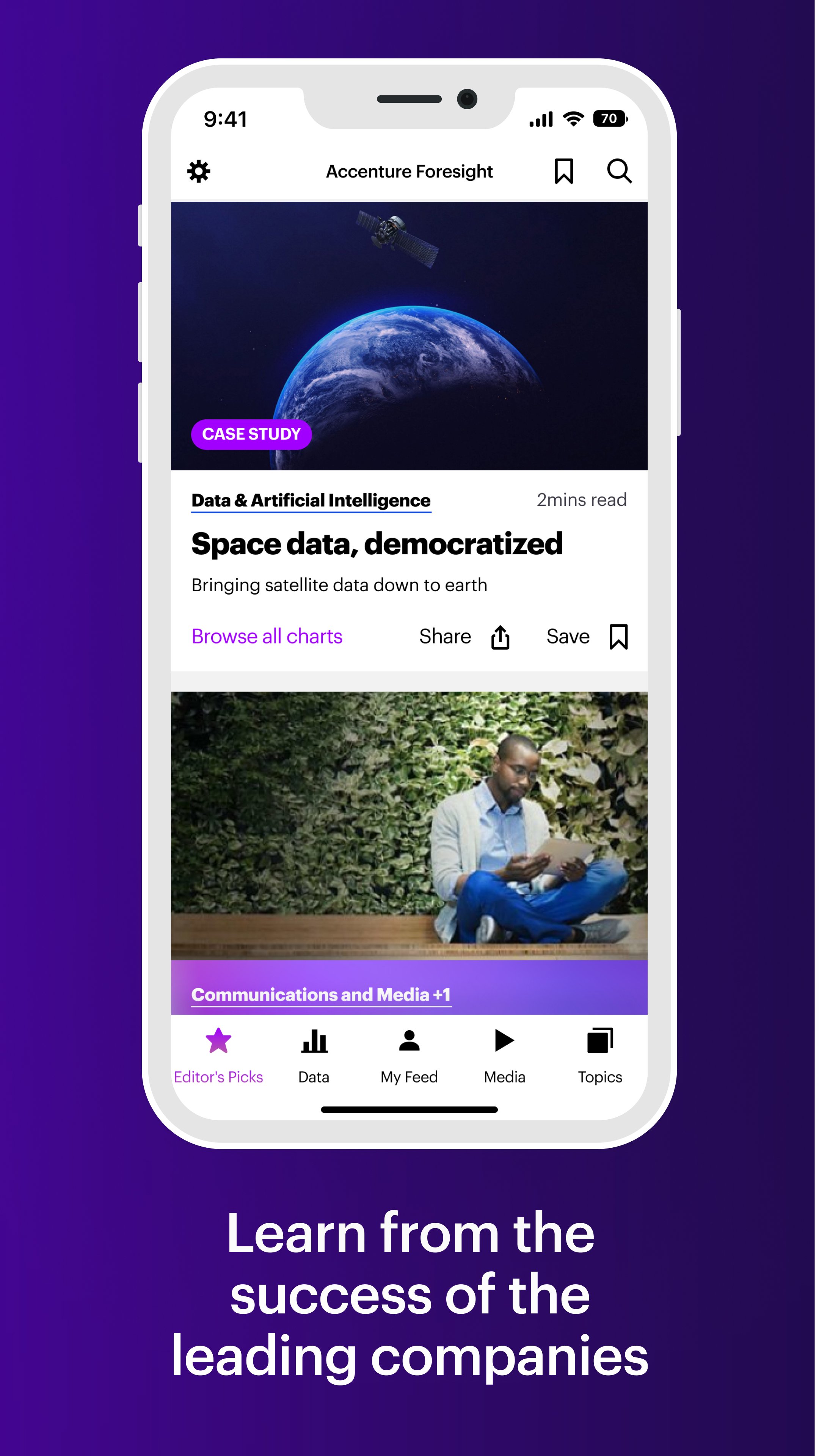 Accenture Foresight case study screen about democratizing space data
